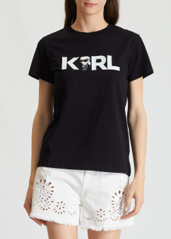 Черная футболка Karl Lagerfeld с принтом, фото